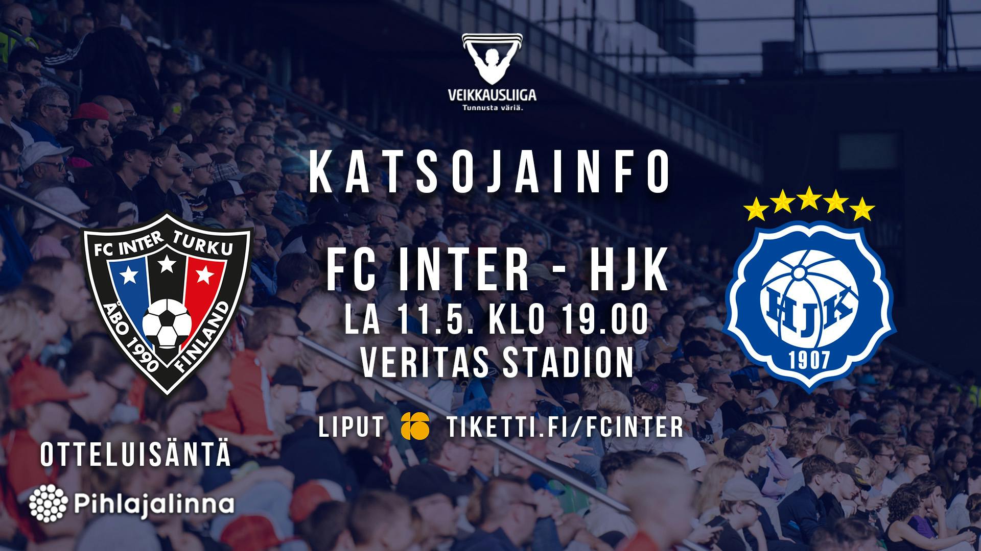 Katsojainfo: FC Inter – HJK la 11.5. klo 19.00