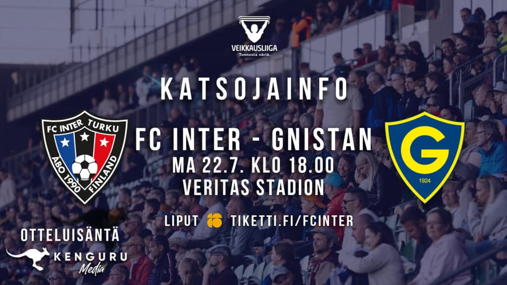 Katsojainfo: FC Inter – Gnistan ma 22.7. klo 18.00