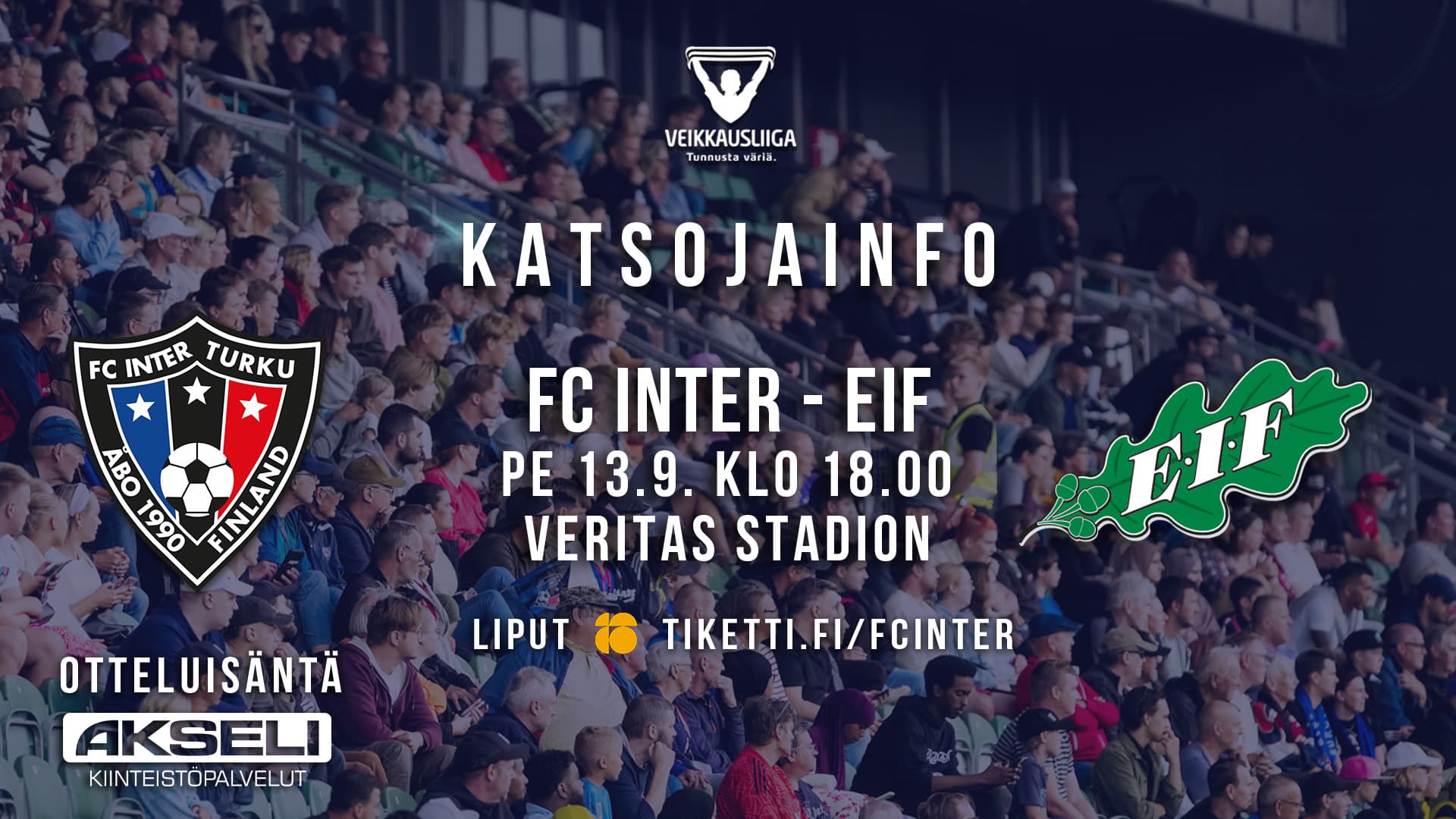 Katsojainfo: FC Inter – EIF pe 13.9. klo 18.00