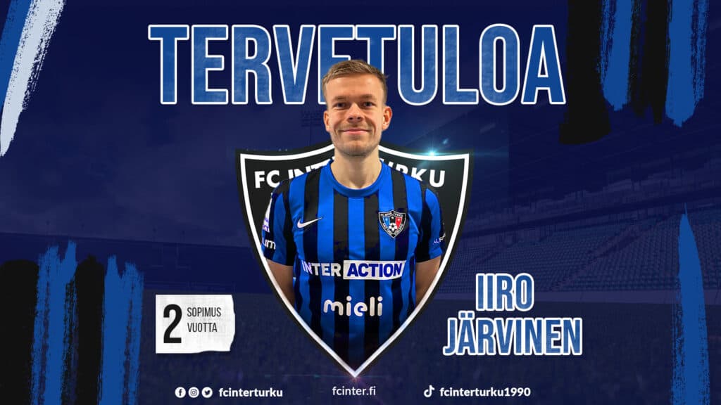 Monipuolinen Iiro Järvinen kahden vuoden sopimuksella FC Interin vahvuuteen